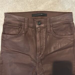 Joe's Jeans The Charlie High Rise Skinny Ankle sz  25. Coated chocolate brown